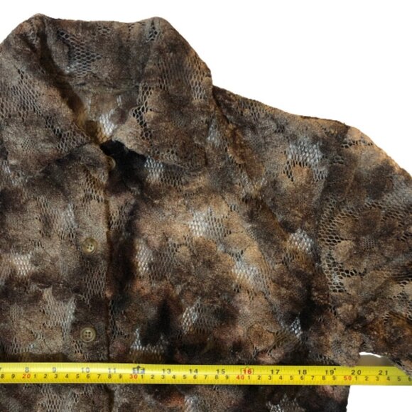 Vintage 90s lace crochet button up shirt top - Picture 4 of 16